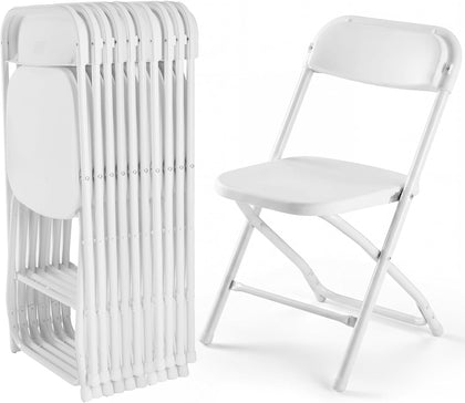 Folding Chairs Sets of 10, Patio Dining Foldable Sets, Outdoor | Plastic Stackable Portable 330lbs, Camping Garden