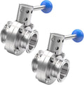 2PCS 1.5 Inch Sanitary Butterfly Valve with Pull Handle