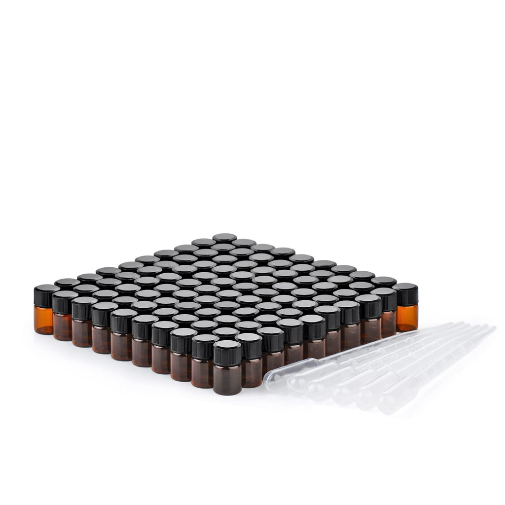 2ml Amber Small Glass Vials 100pcs with Screw Caps(100pcs)