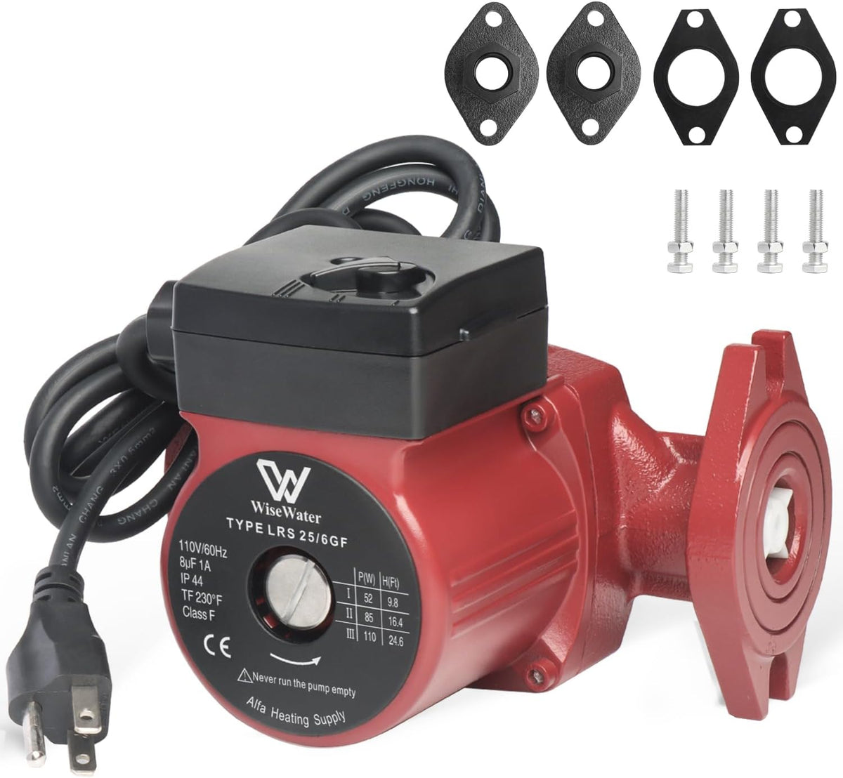 WiseWater 3-Speed Hot Water Recirculating Pump 13 GPM 25ft Head