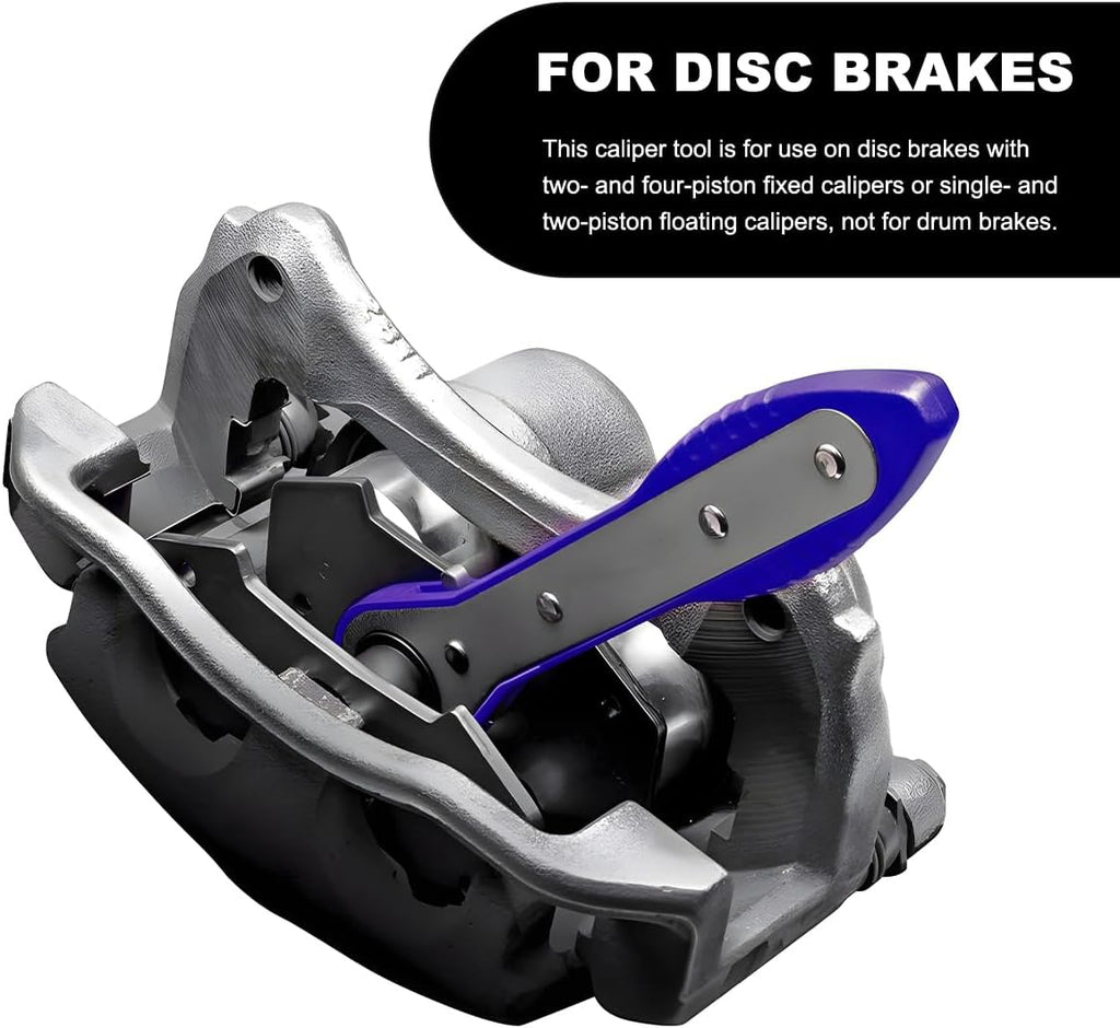 Brake Caliper Compression Tool Kit, 360° Ratchet Piston Compressor with 2 Large Steel Plates & 4 Caliper Hooks