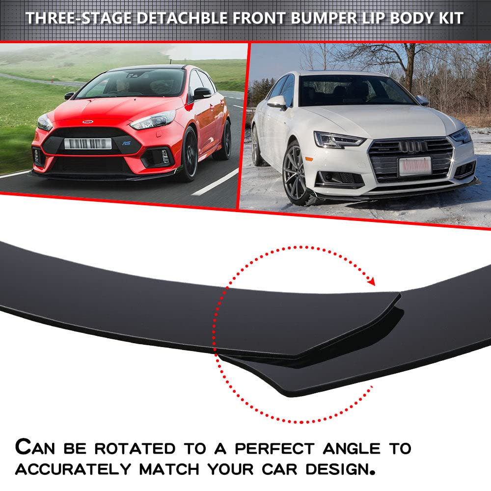 Universal Front Bumper Lip Chin Spoiler Splitter Diffuser Guard Wing Protector Trim Car Body Kit with Adjustable