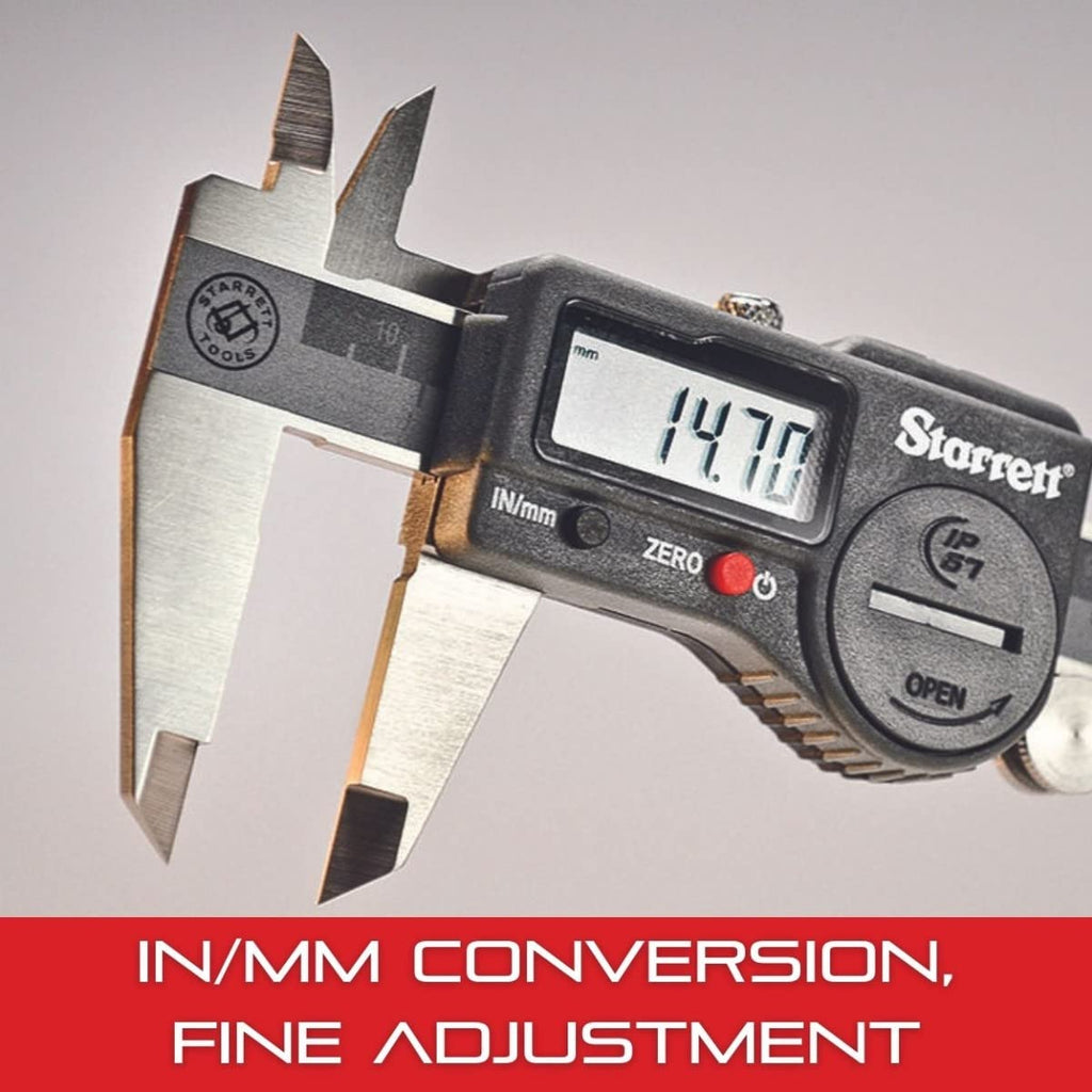 Starrett Stainless Steel Electronic Slide Caliper, 0-8" Range, .0005" Res