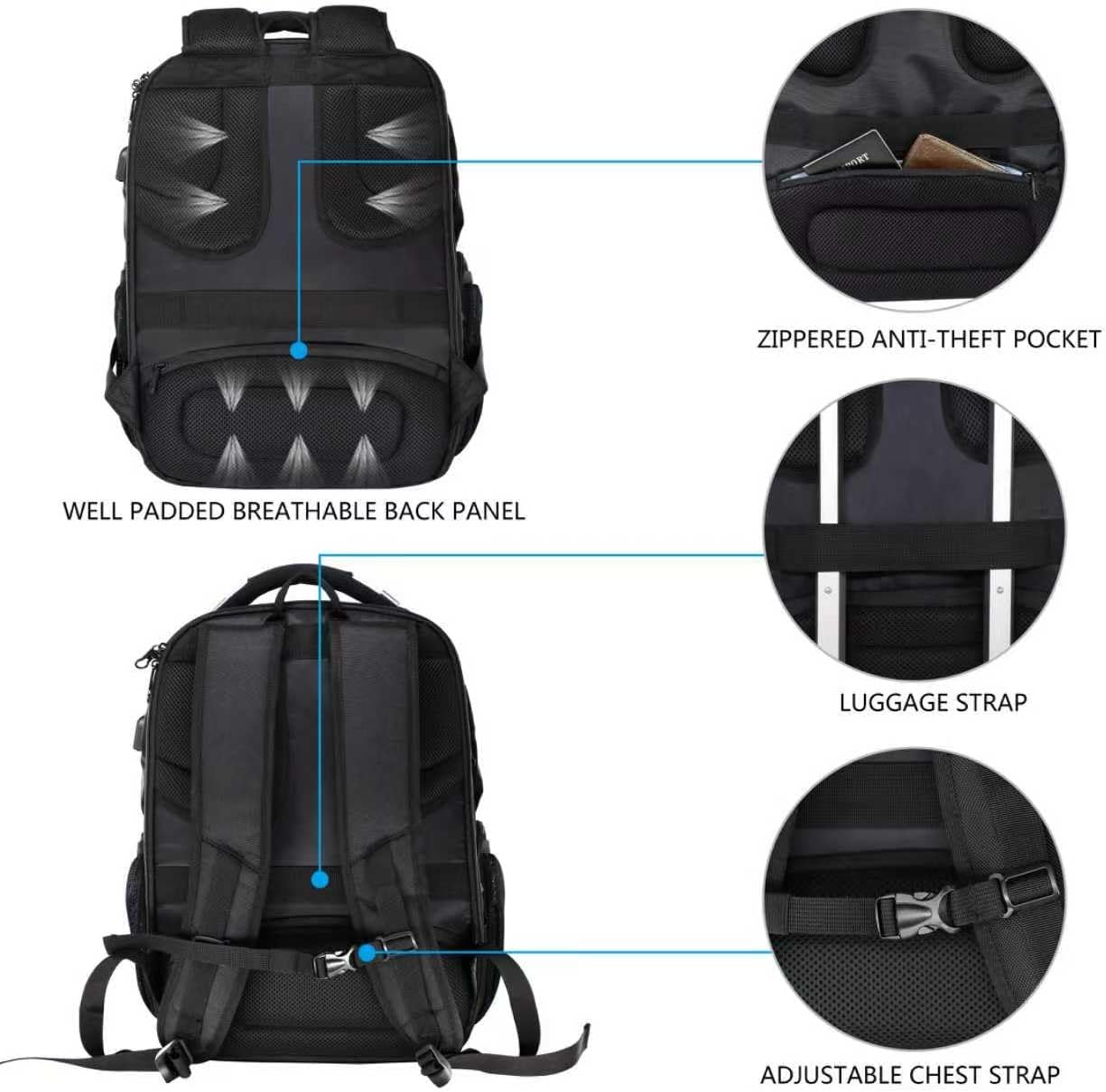 TSA Friendly Travel Laptop Backpack 17.3 inch XL Computer Backpack Water-Repellent College Daypack Business Backpack