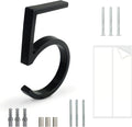 Floating House Number Sign: 5 inch Modern Door Signage - Striking for Street Home Address Numerals (5, Black)