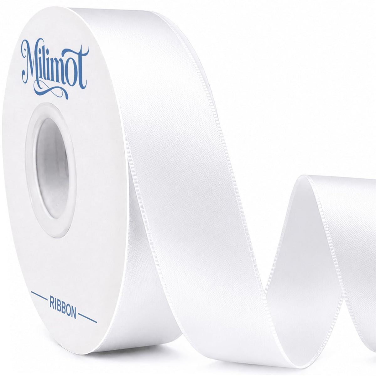 1 Inch Double Faced White Ribbon,Satin Ribbon Continuous 25 Yards