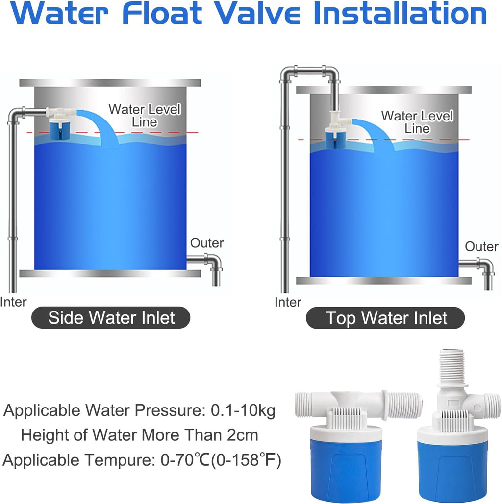 2 Pack 1" Water Float Valve For Water Tank Water Trough Pool Livestock