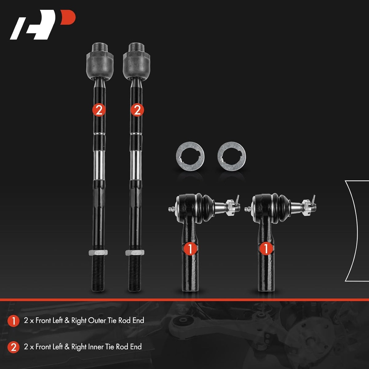 A-Premium Front Inner & Outer Tie Rod End Kit, Compatible with Dodge