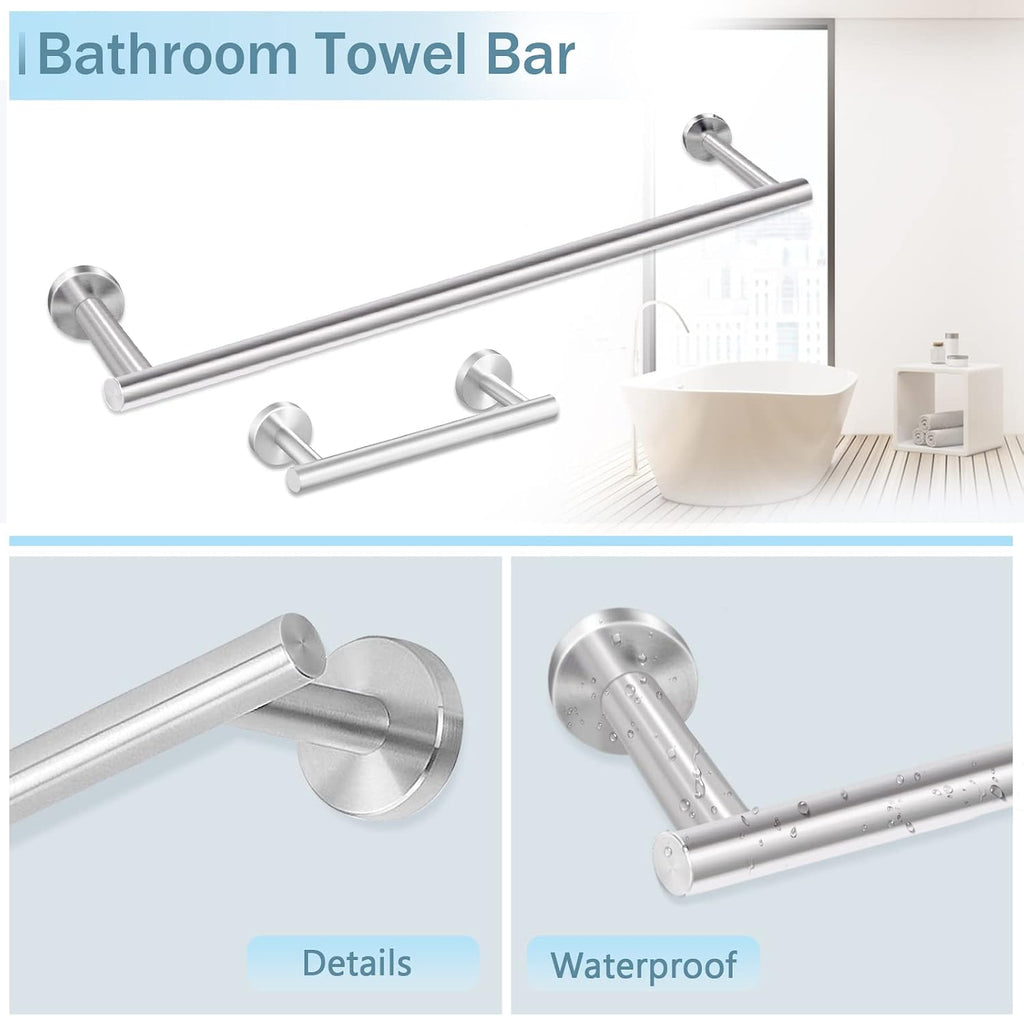 10 Piece Brushed Nickel Bathroom Hardware Set, 24" 16" Towel Bar Set | 24 & 16 inch Towel bar, Toilet Paper Holder