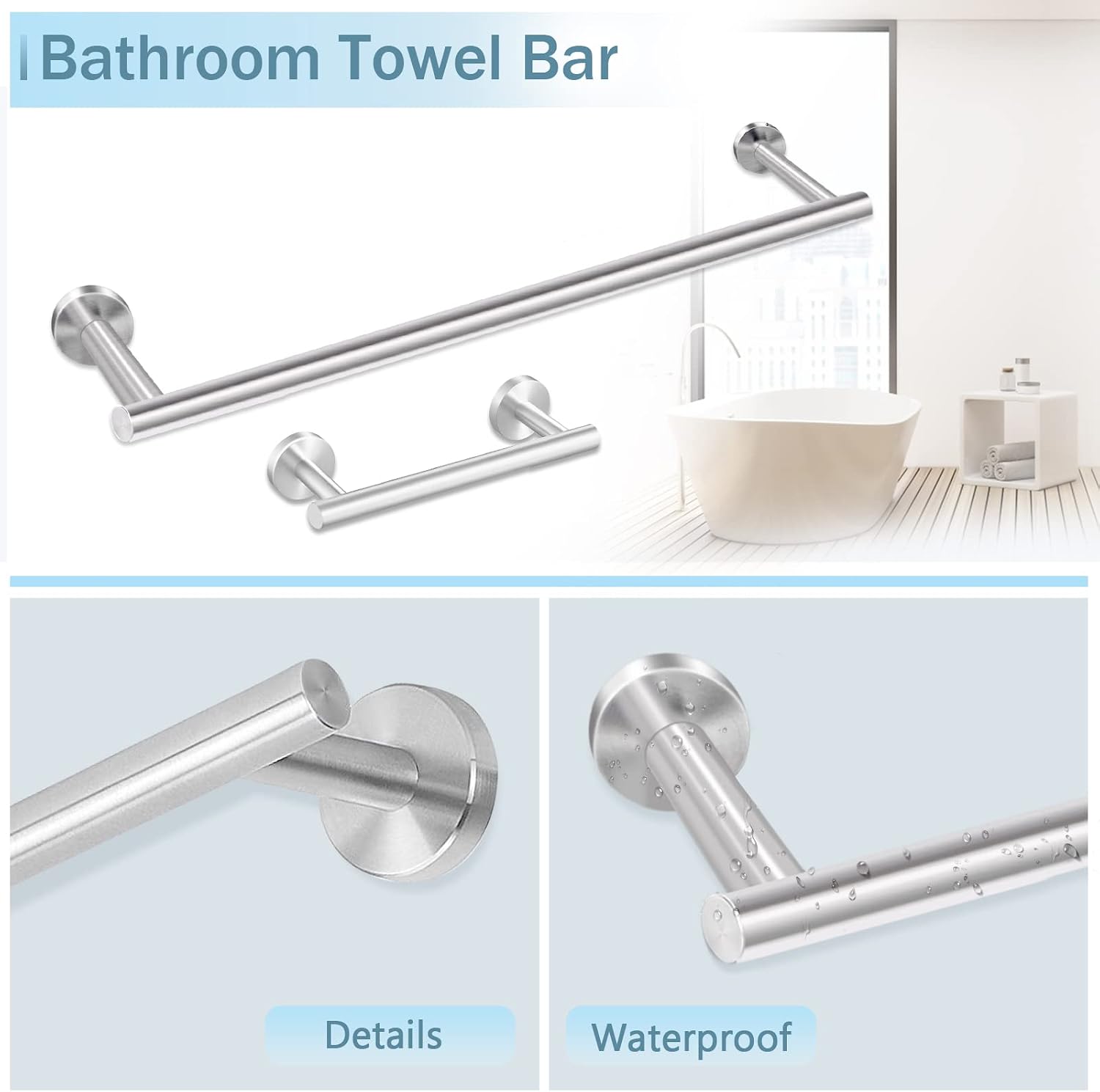 10 Piece Brushed Nickel Bathroom Hardware Set, 24" 16" Towel Bar Set | 24 & 16 inch Towel bar, Toilet Paper Holder