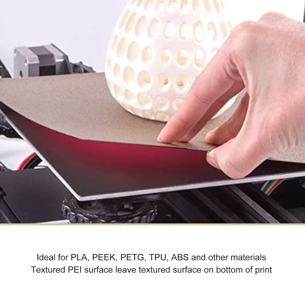 Flexible Spring Steel Build Plate, 450x450 Heat Resistant Adhesive Double Sided Textured PEI Sheet High Strength Pop