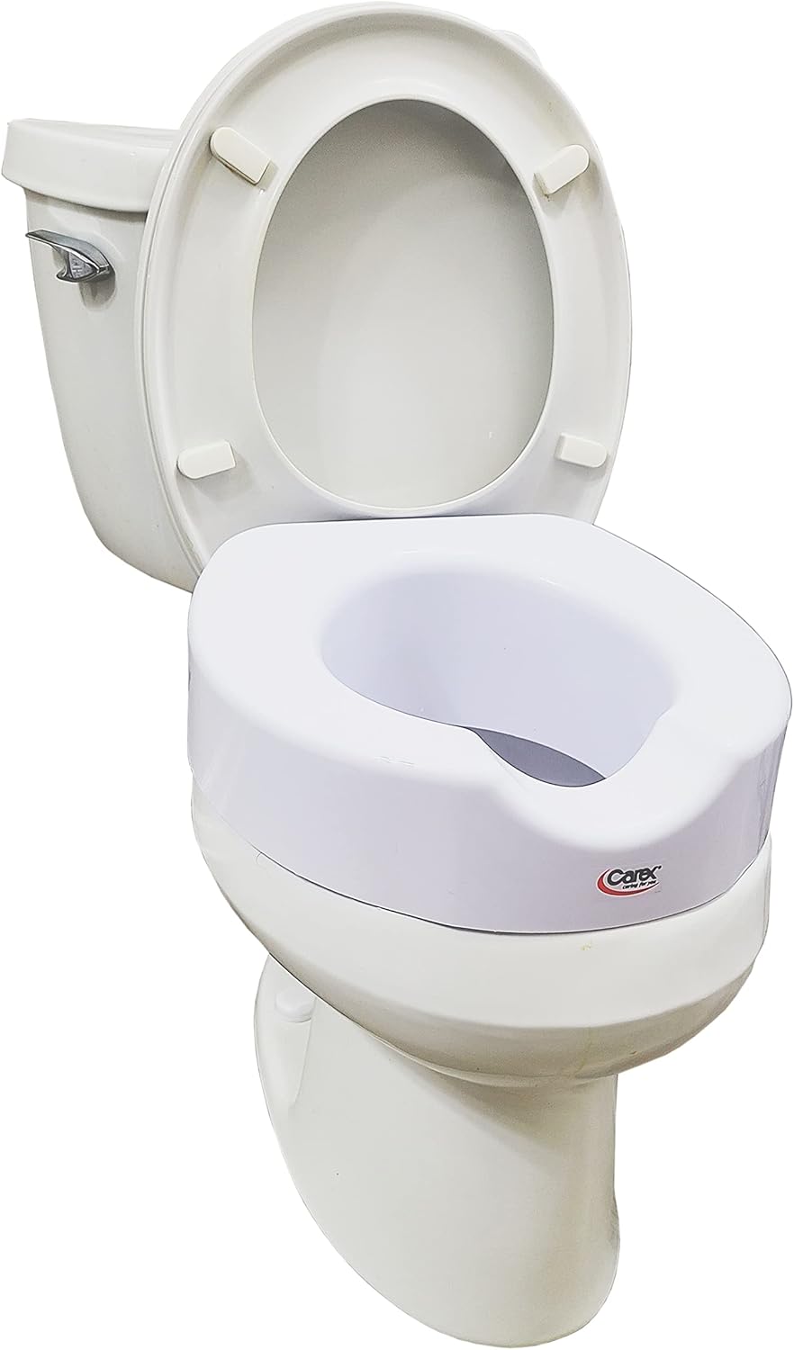Toilet Seat Riser with Quick-Lock, Raised Plastic Toilet Seat Adds 4” of Height - Fits Most Standard Round &