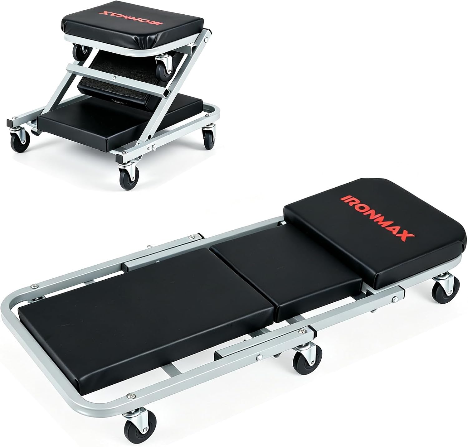 36" Folding Z Mechanic Creeper, 6 Swivel Wheels, 330 LBS Capacity