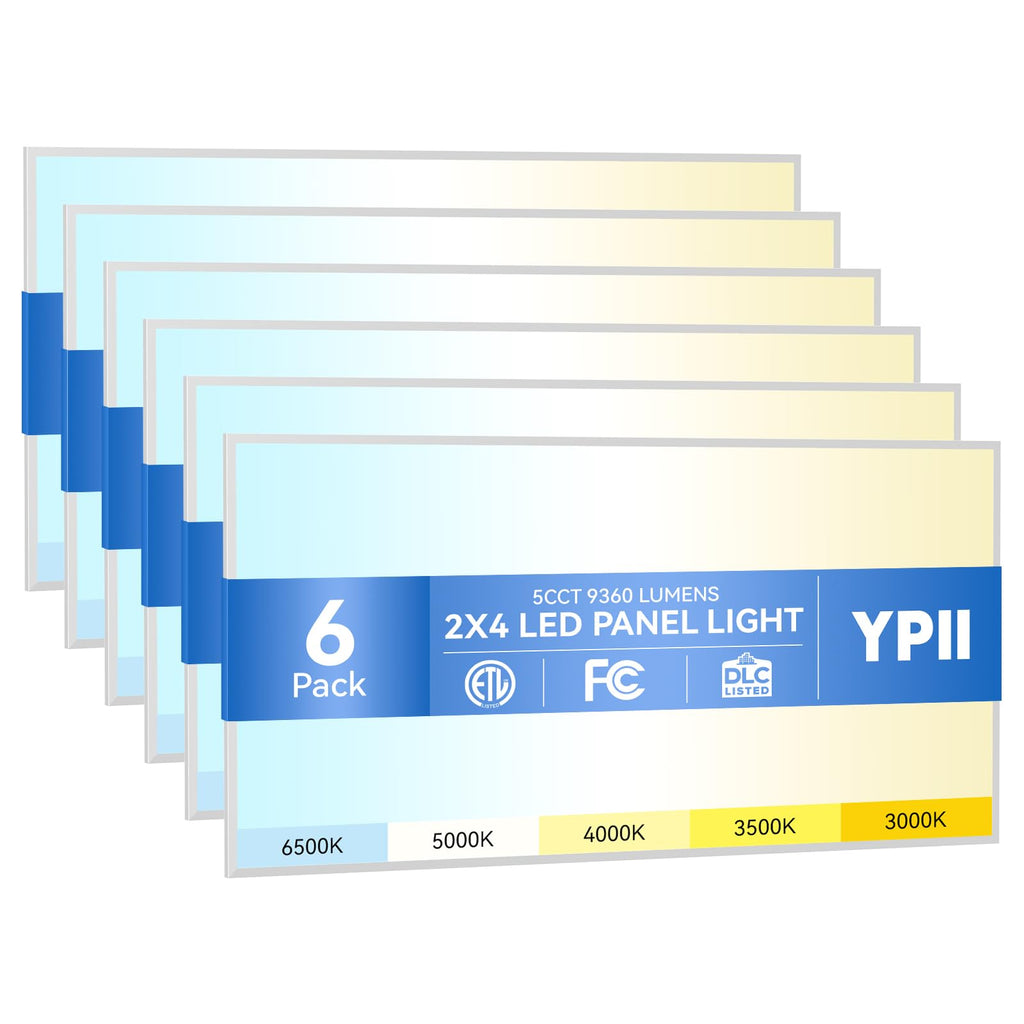 6Pack 2x4 LED Panel Light 5CCT Selectable Drop Ceiling Light Fixture