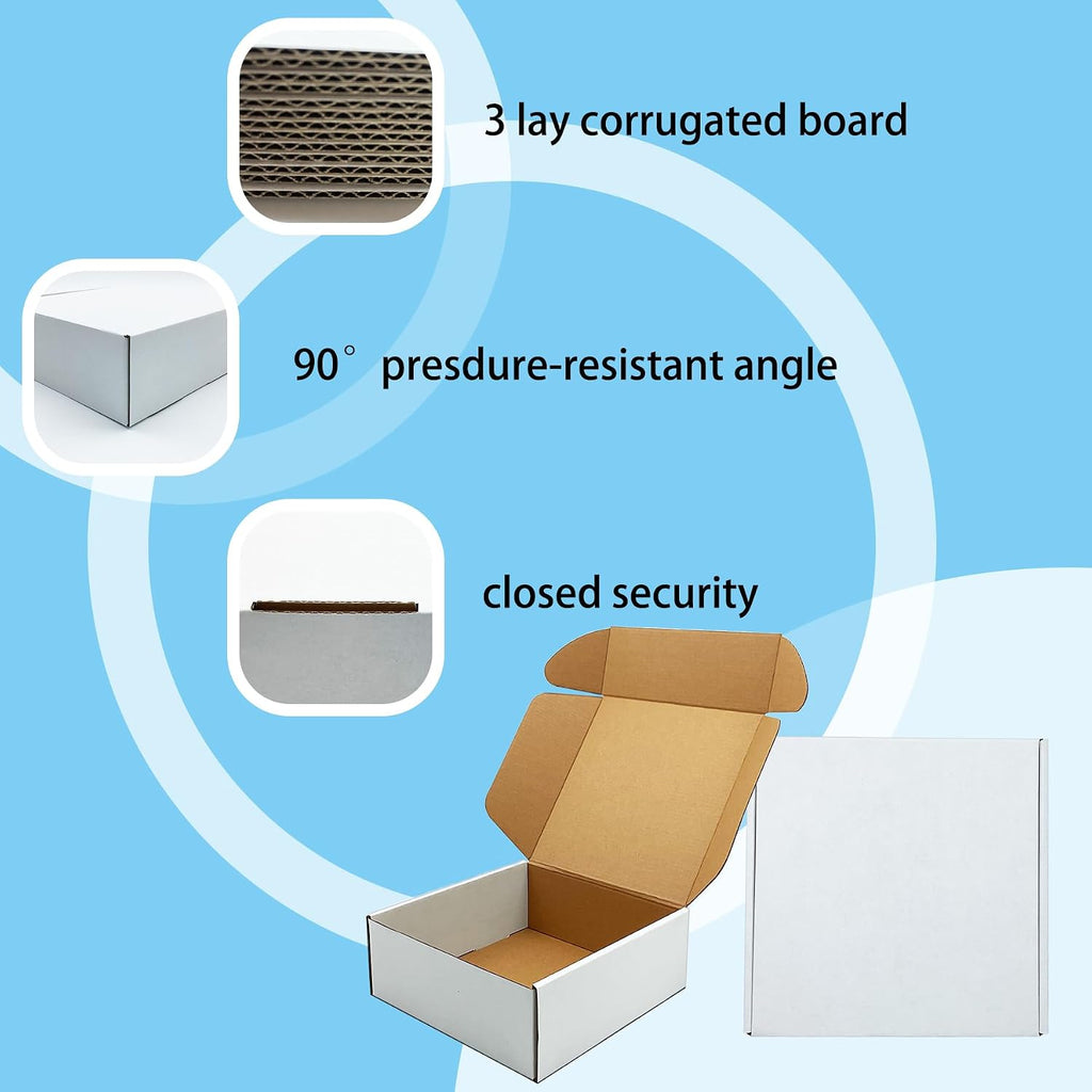 8x8x3 inch White Shipping Boxes 25Pack,Craft Gift Boxes,Bulk of Mailers