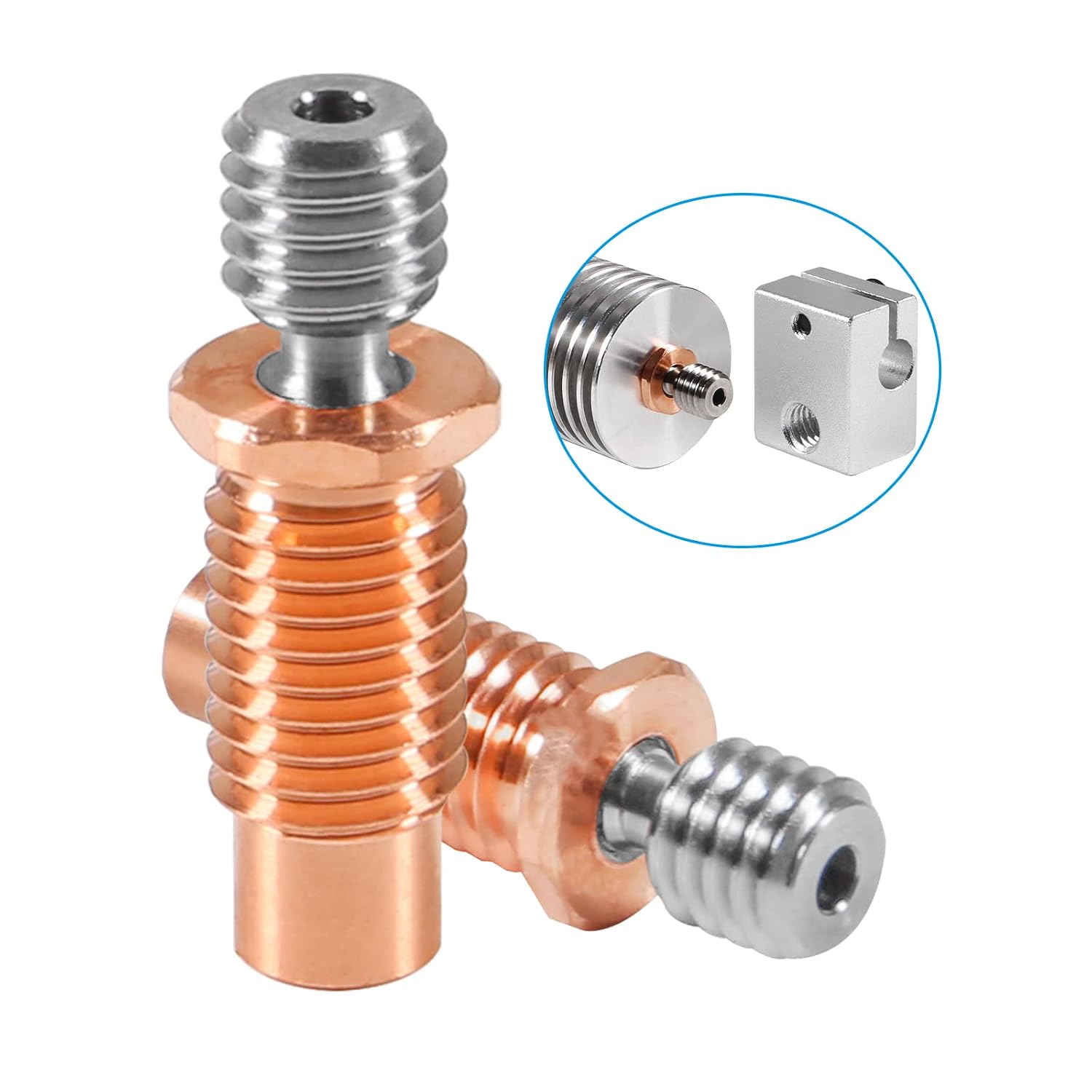 for E3D V6 Hotend Remote Short Direct Heat Sink 1.75mm, Bimetal Heatbreak, and Nozzle/Heater Block for Feeding 3D