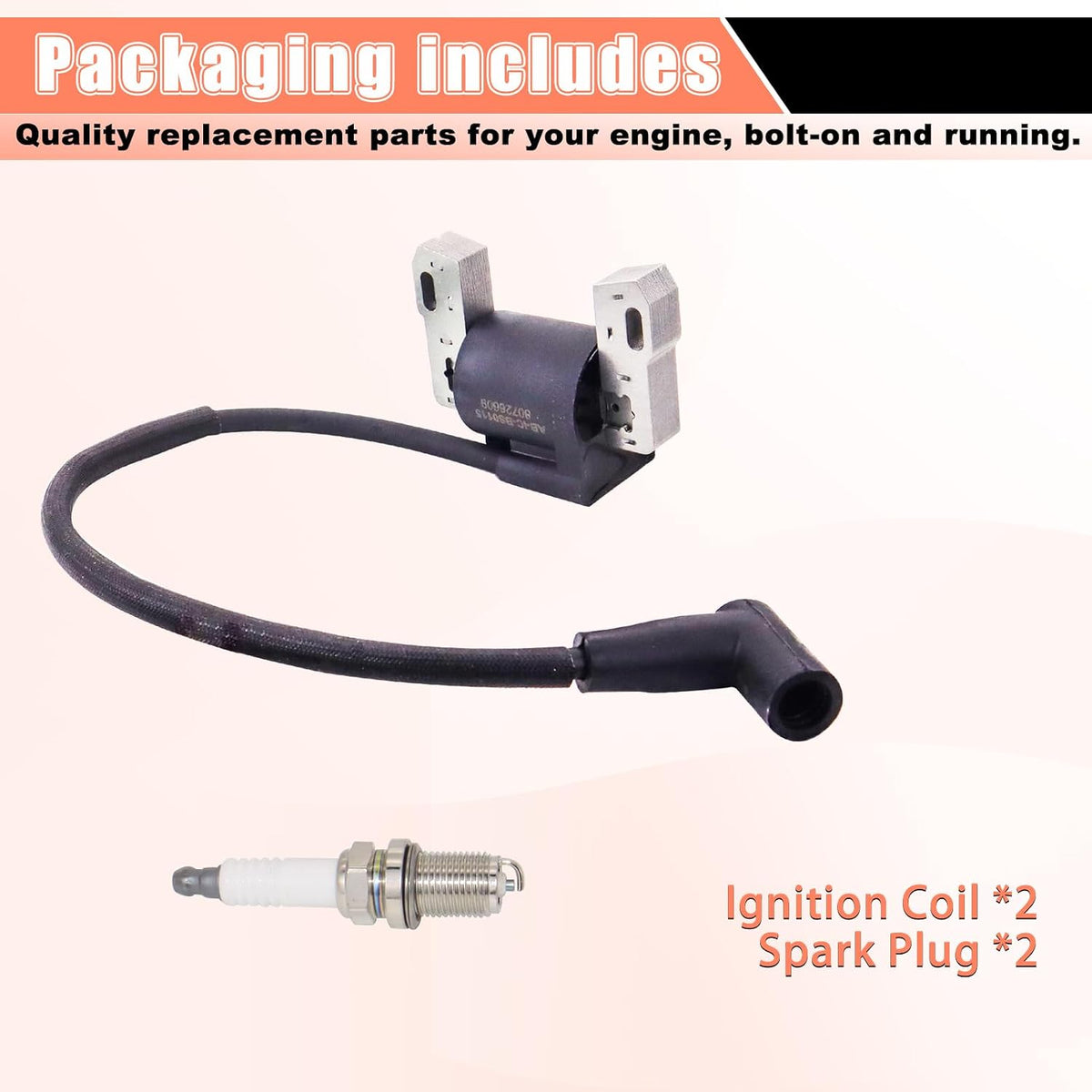 2 Pack Ignition Coil for John Deere X127 X135R X140 X146R X147R X155R X165 X166 X167 X330 100 Series Tractor with Spark Plug