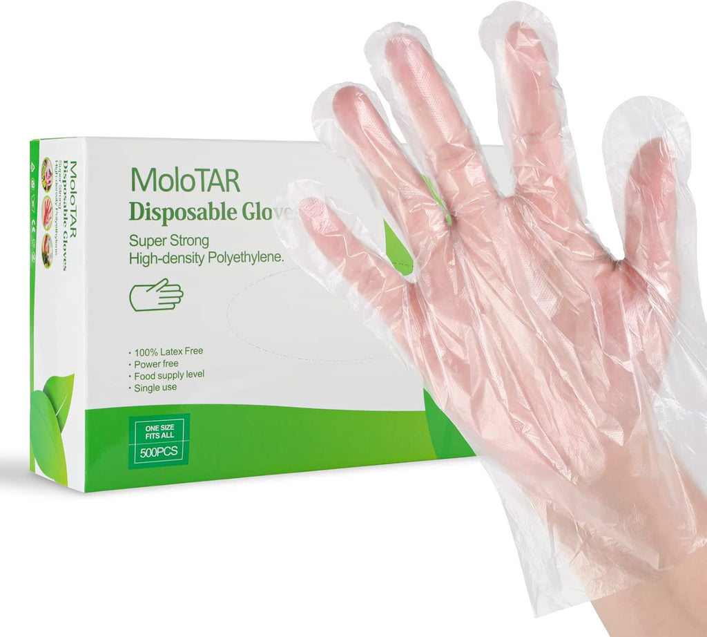 500 Pieces Plastic Disposable Gloves,Disposable Gloves for Cleaning, [ One Size Fits Most ]
