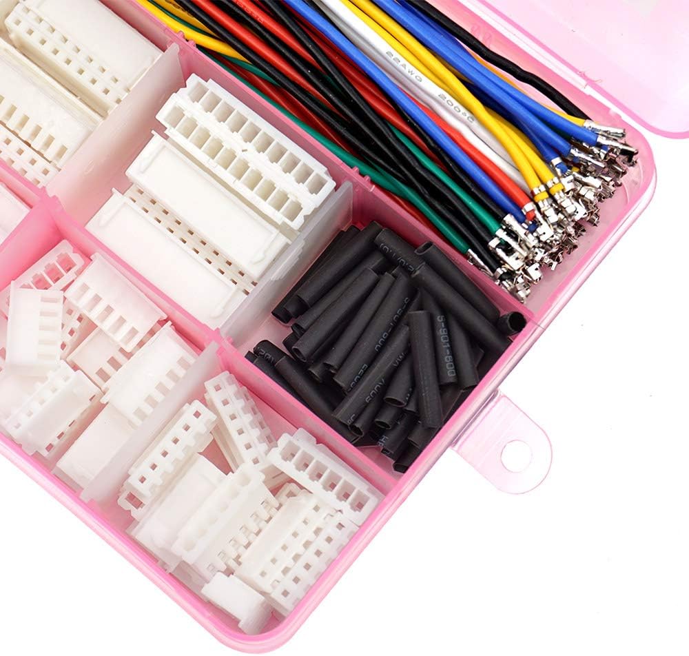 XH 2.54mm Connector Kit with pre-Crimped Cable Wire 2/3/4/5/6/7/8/9/10 Pin Housing JST Adapter Cable Compatible with JST-XH Connector
