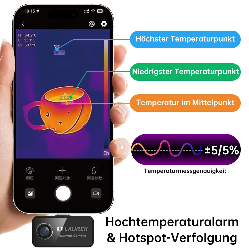 Thermal Camera for Android Type‑C,128×96 IR Resolution Thermal Imaging Camera,Portable Thermal Imager, Plug‑Play