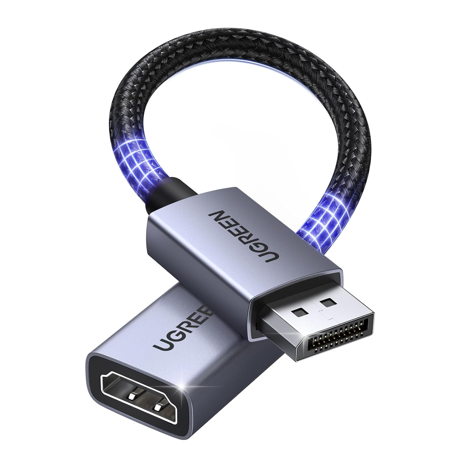 4K DisplayPort to HDMI Unidirectional Adapter 1080P@120Hz, 0.66FT | DP 1.2 PC to HDMI 1.4 Converter, Braided Cable