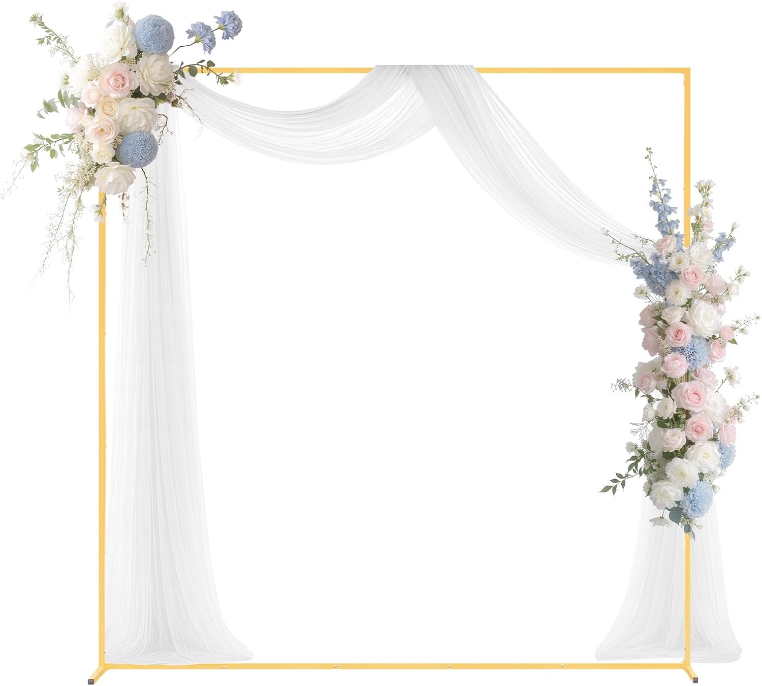 Arch Backdrop Stand, 6.6 x 6.6 ft, Stable Structure, Easy Assembly, Square Gold Metal Arch Backdrop Stand for