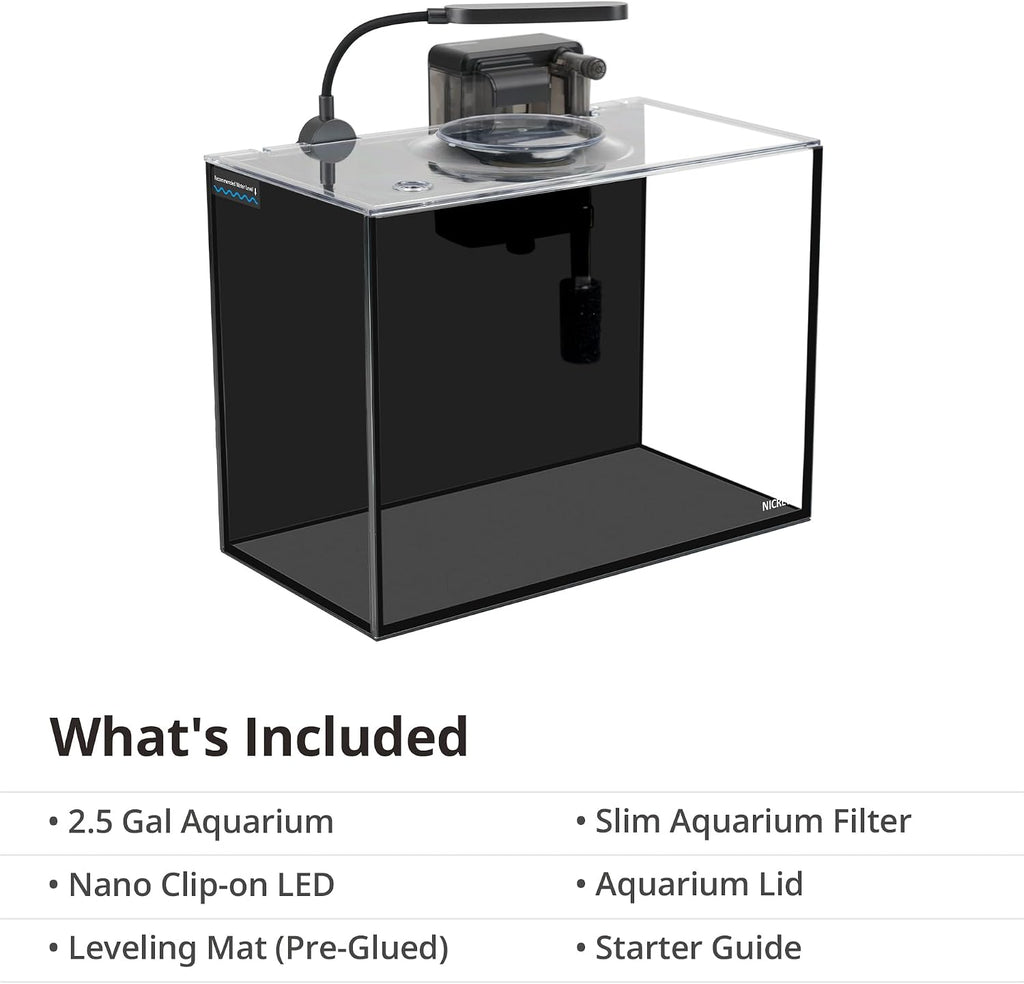 2.5 Gallon Nano Nature Aquarium Kit Betta Fish Tank, Basic, Black