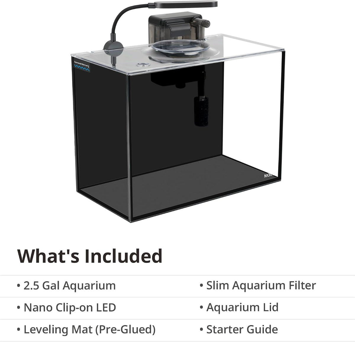 2.5 Gallon Nano Nature Aquarium Kit Betta Fish Tank, Basic, Black
