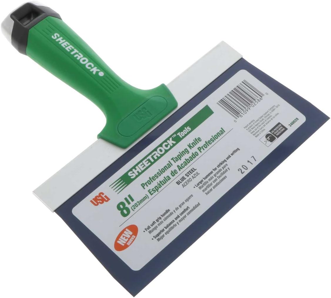 USG Sheetrock Pro Series Blue Steel Drywall Taping Knife with Matrix Style Handle + FREE Mud Pan Mixer
