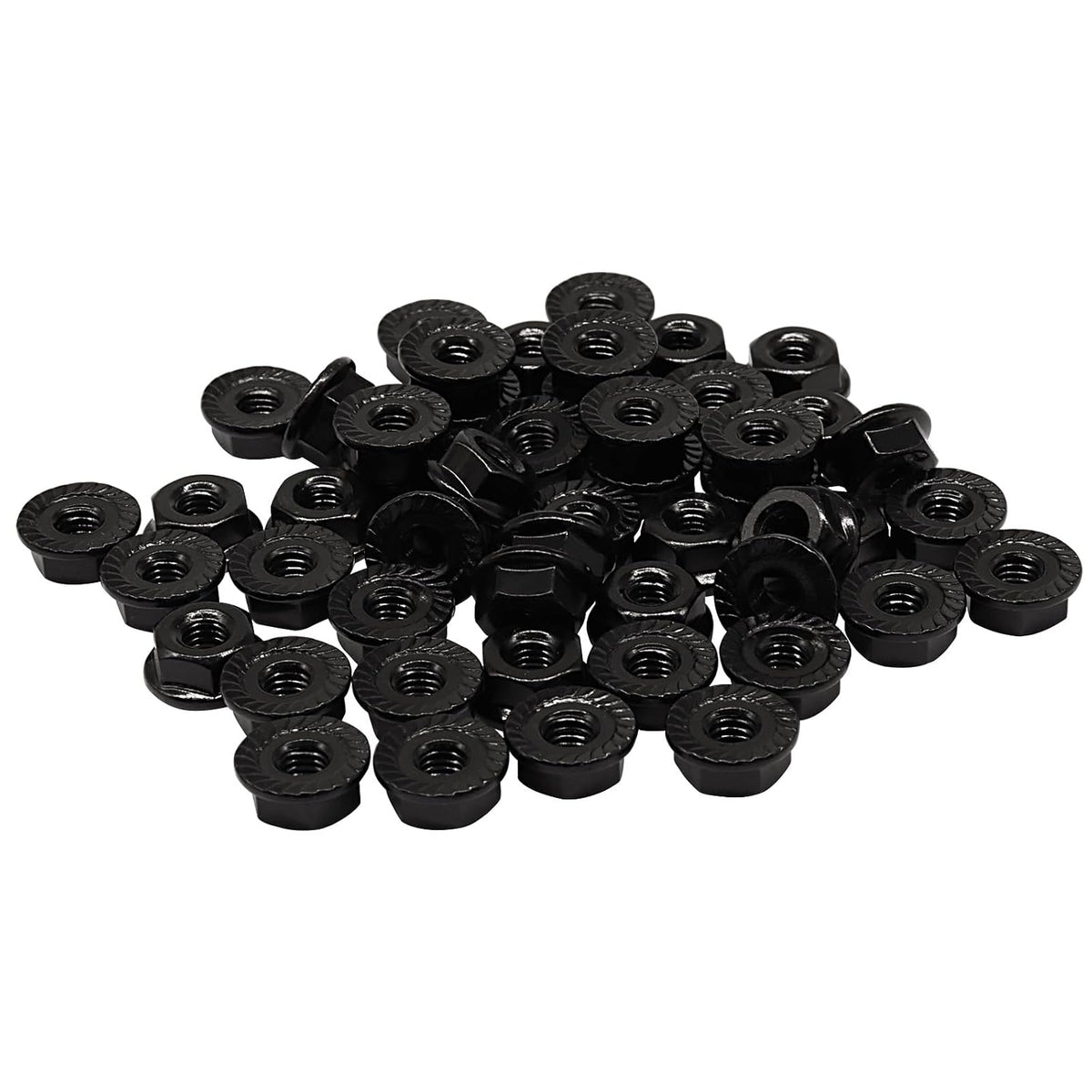 Bonsicoky #10-32 Serrated Flange Nuts, Black, 50 Pack
