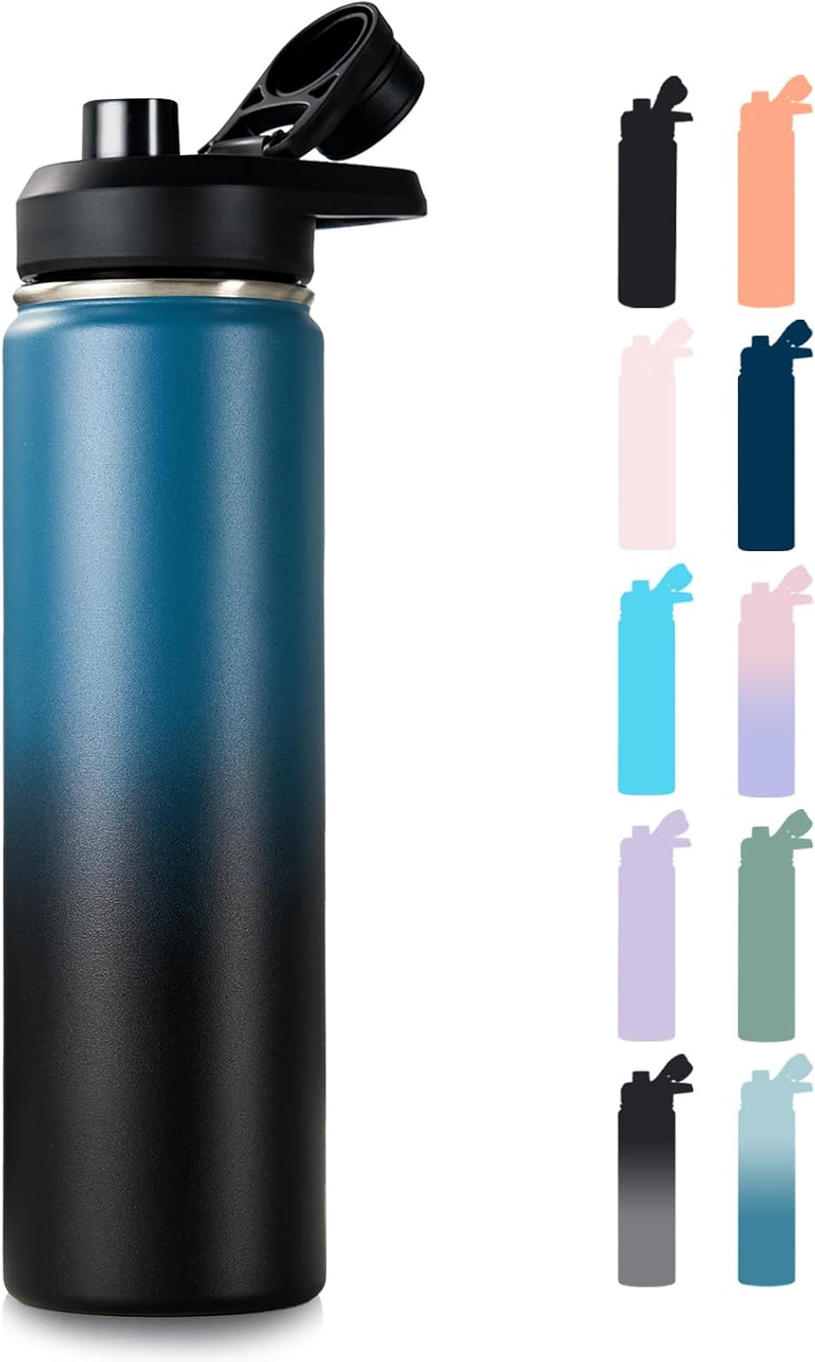 Insulated Water Bottle with Handle, 304 Stainless Steel Water Bottles with Wide Mouth, Double Wall Vacuum Sports