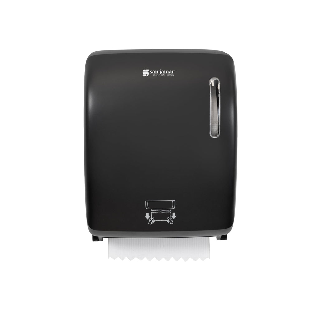 Timeless Hands-Free Mechanical Paper Towel Dispenser, Black, Commercial Grade, Universal Roll Compatibility