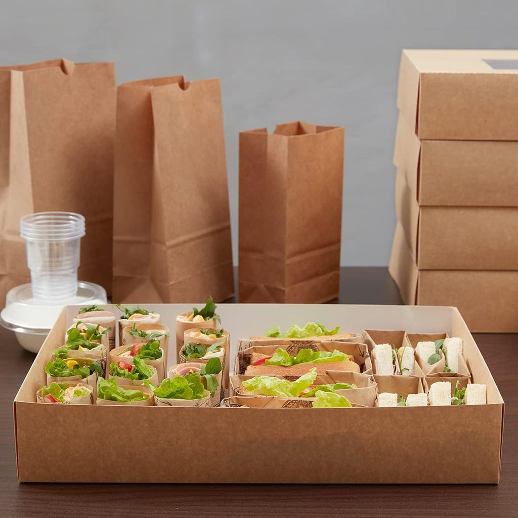 17.7 x 12.2 x 3.2 Inch Catering Trays, 10 Grease-Resistant Catering Boxes - Cover With Window Included, Side Lock