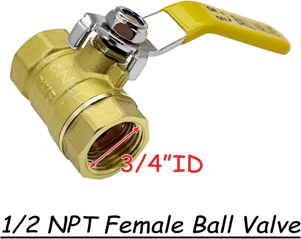 Uenede Brass 1/2 inch NPT Ball Valve and Nipple 600 WOG, 1PCS