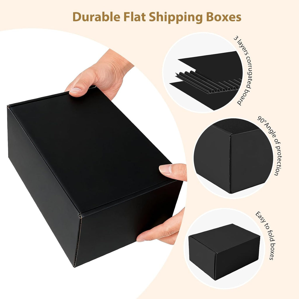 Shipping Boxes 25 Pack, Corrugated Cardboard Mailer Boxes for Small Business, Easy Fold Literature Mailers, Heavy