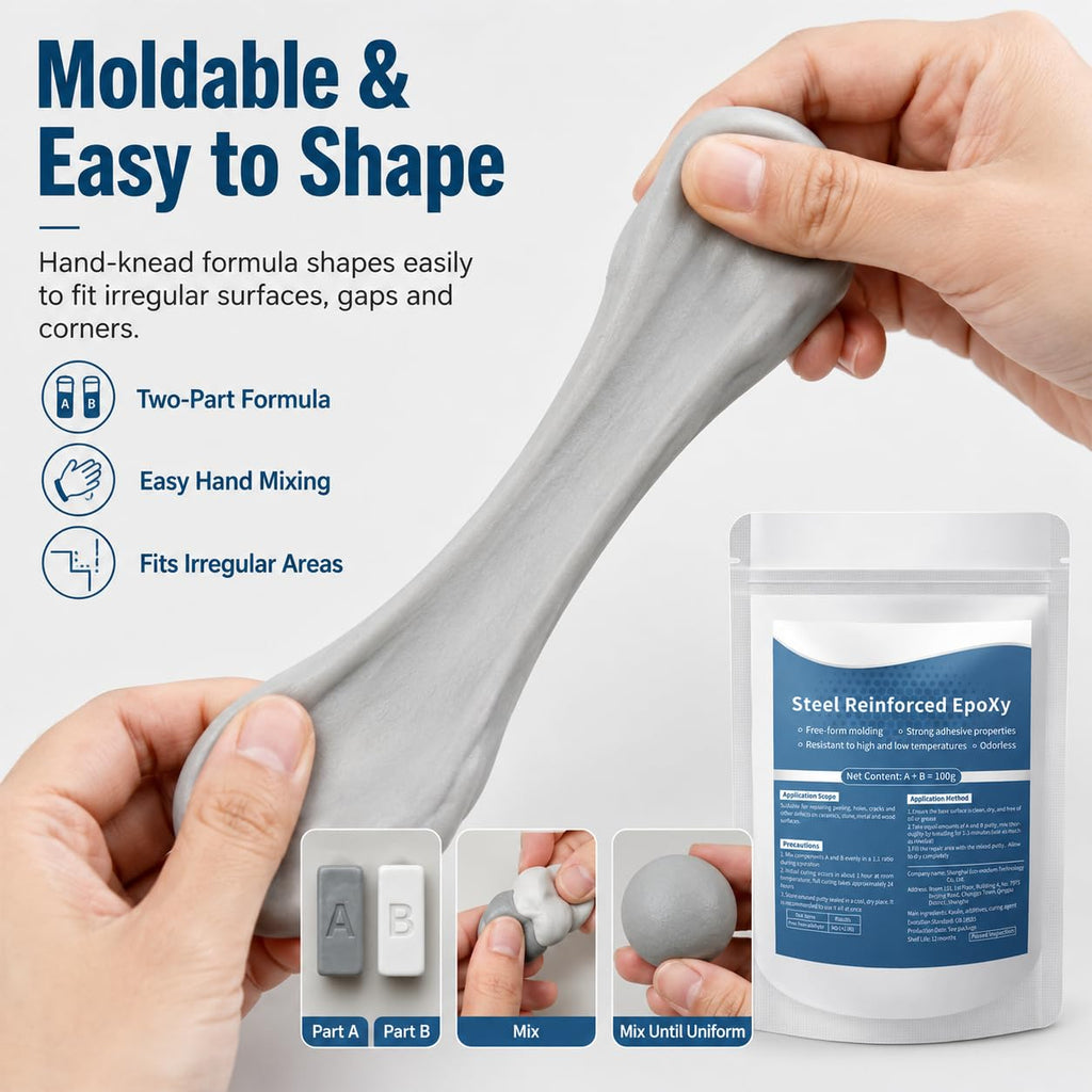 Steel Reinforced Epoxy Putty, 3.53 oz, 2-Part Moldable Repair Compound