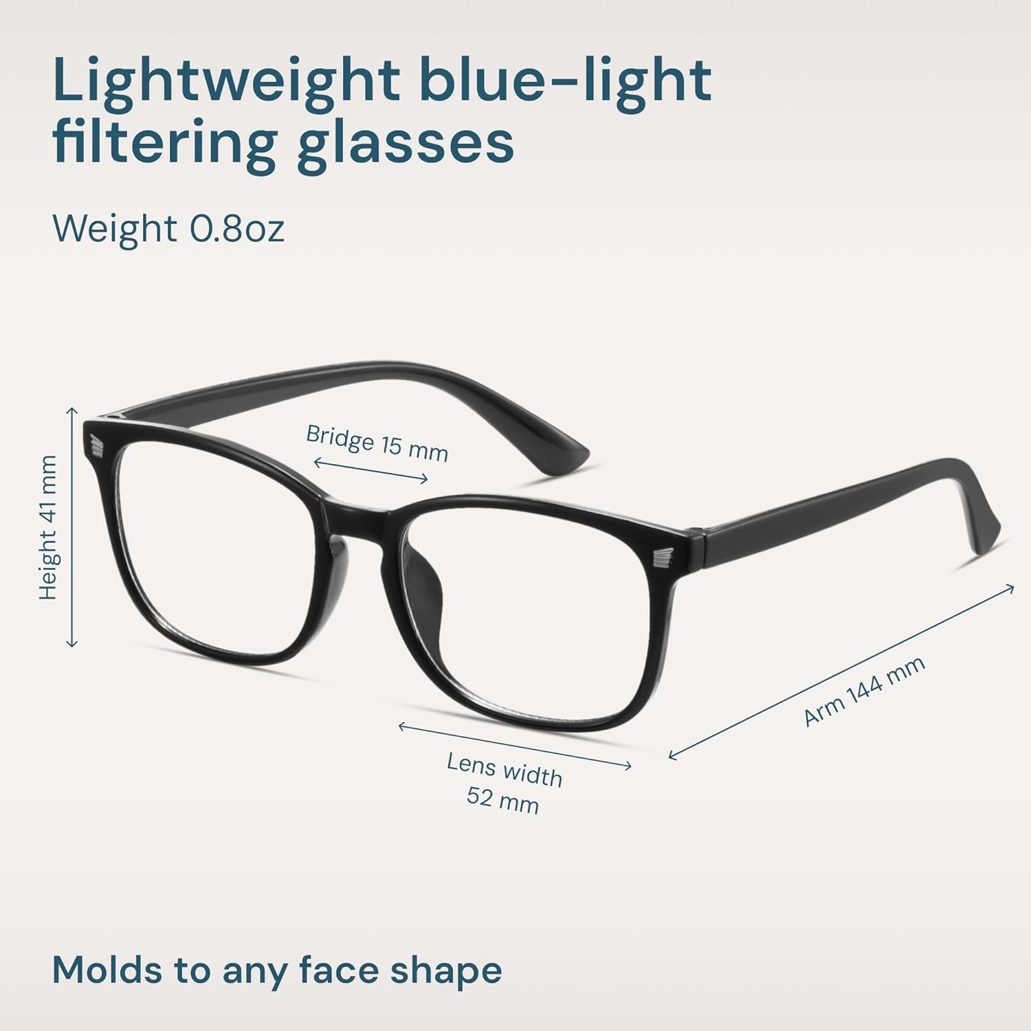 Blue Light Glasses for Computer & Gaming - Black | Blue Light Blocking, Anti UV Ray Lenses, Scratch-Resistant