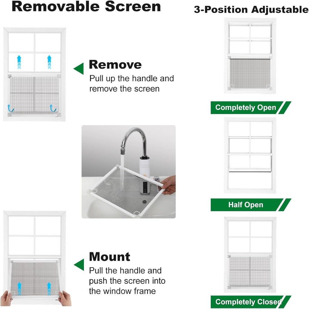 18" x 27" Shed Windows 2 Pack, Small Sliding Window with Tempered Glass & Metal Mesh Screen, Flush Mount Windows for