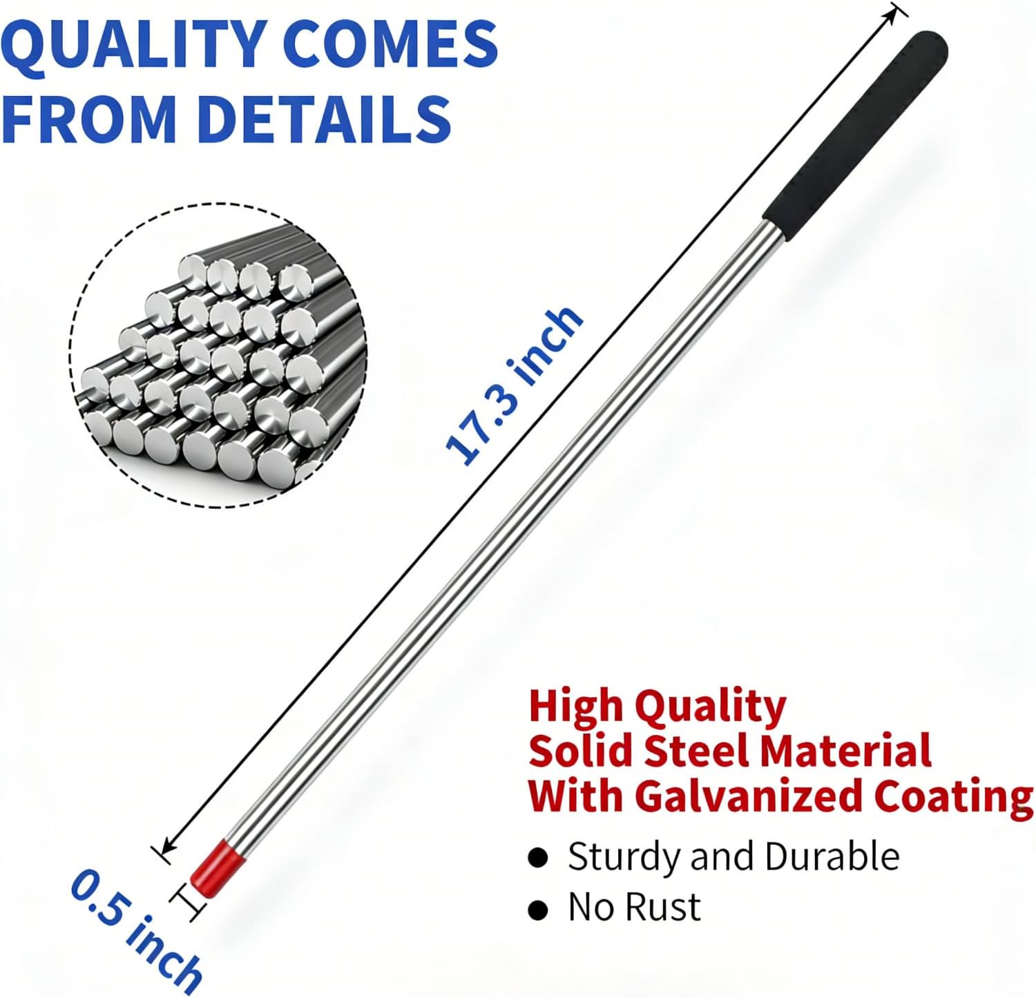 Garage Door Winding Bars, 2-Pack 17.3-Inch Torsion Spring Winding Rods Tool