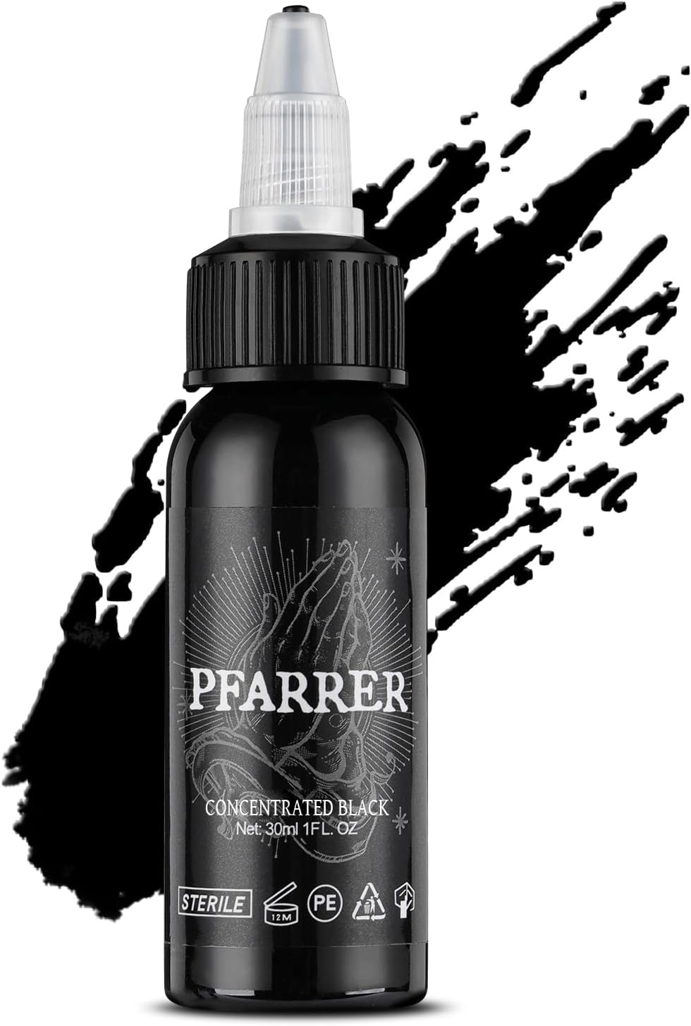 Tattoo Ink Black 1oz(30ml) Vegan-Friendly USA Standard Pigment Supplies Concentrated Black TI7003-30-002