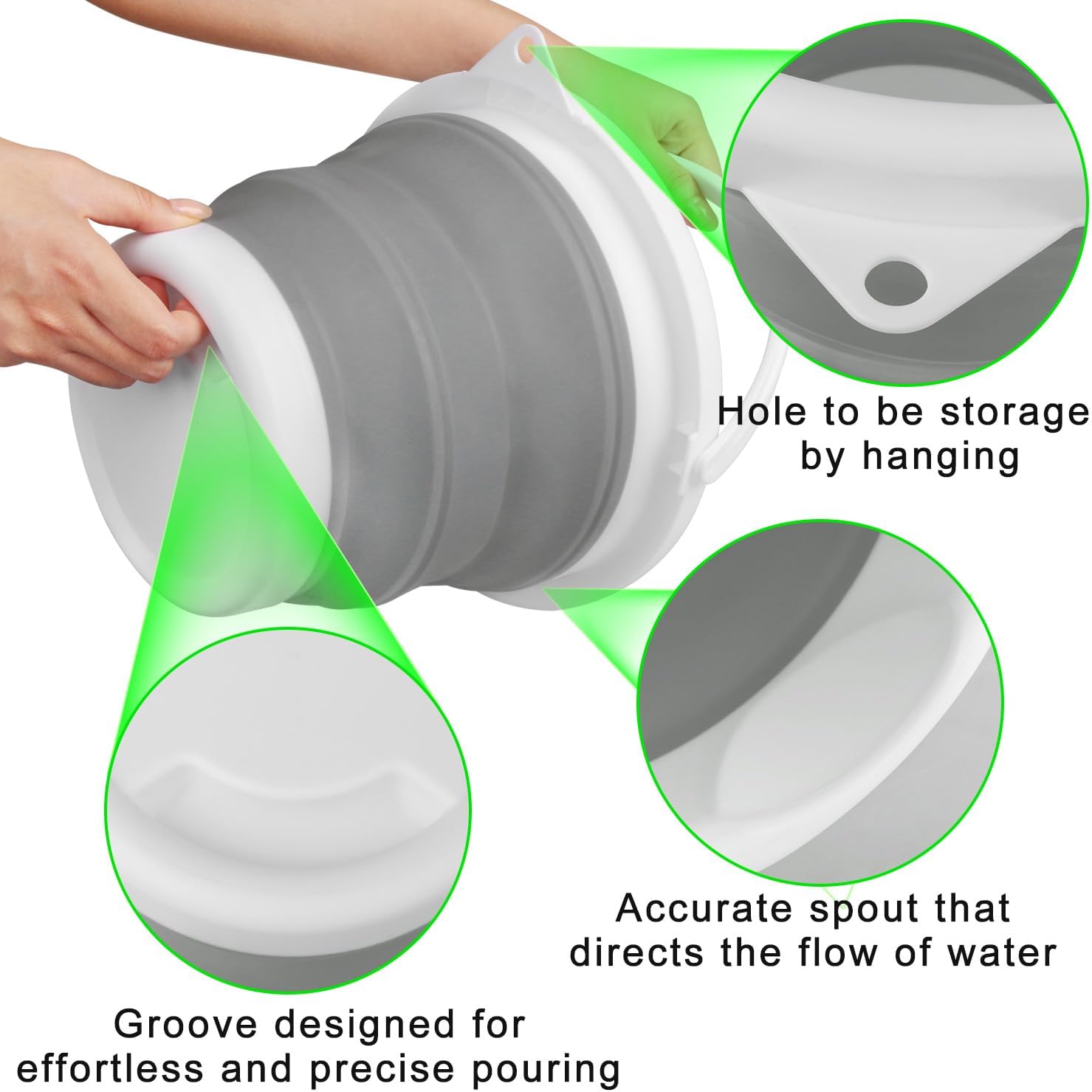 Collapsible Mop Bucket and Ice Bucket-5L(1.3 Gallon) Household Cleaning Silicone Dust Mops Bucket with no Wringer