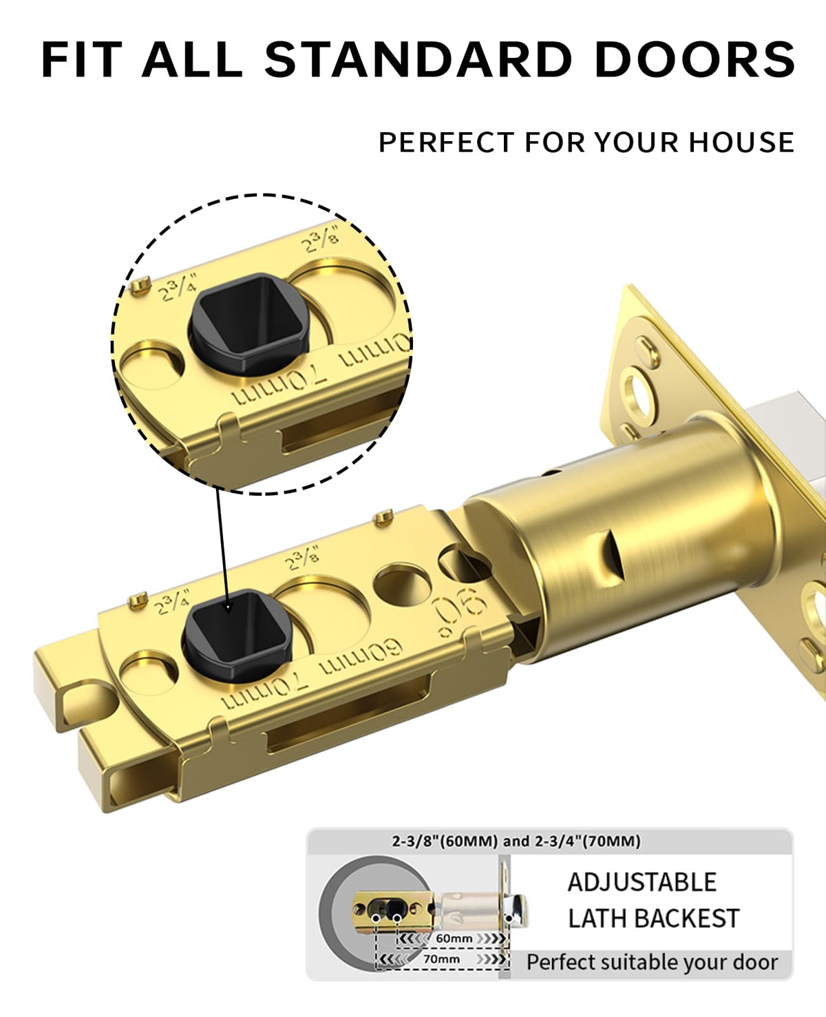1 Pack Brushed Gold Privacy Interior Door Handles