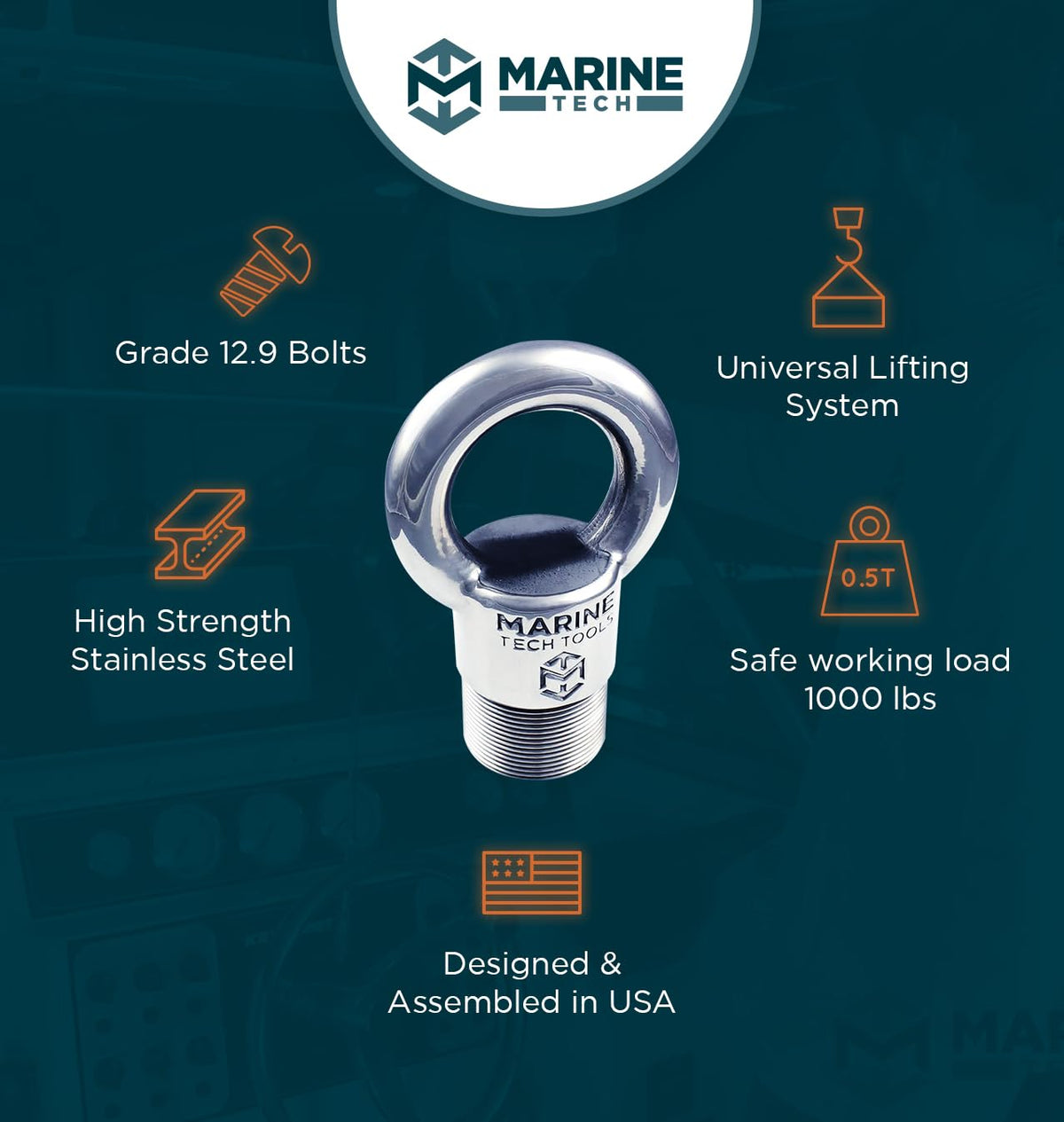 Marine Tech Tools Universal Outboard Lifting Ring AMT0022, Non-Verado