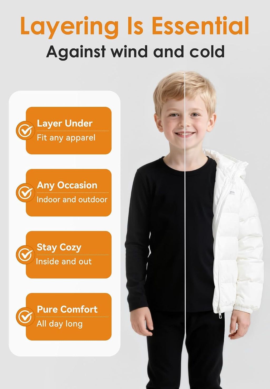 3 Set Boys Thermal Underwear Set Toddler Long Johns Base Layer 2-5T | Warm Fleece Lined Thermal Top and Bottom Set