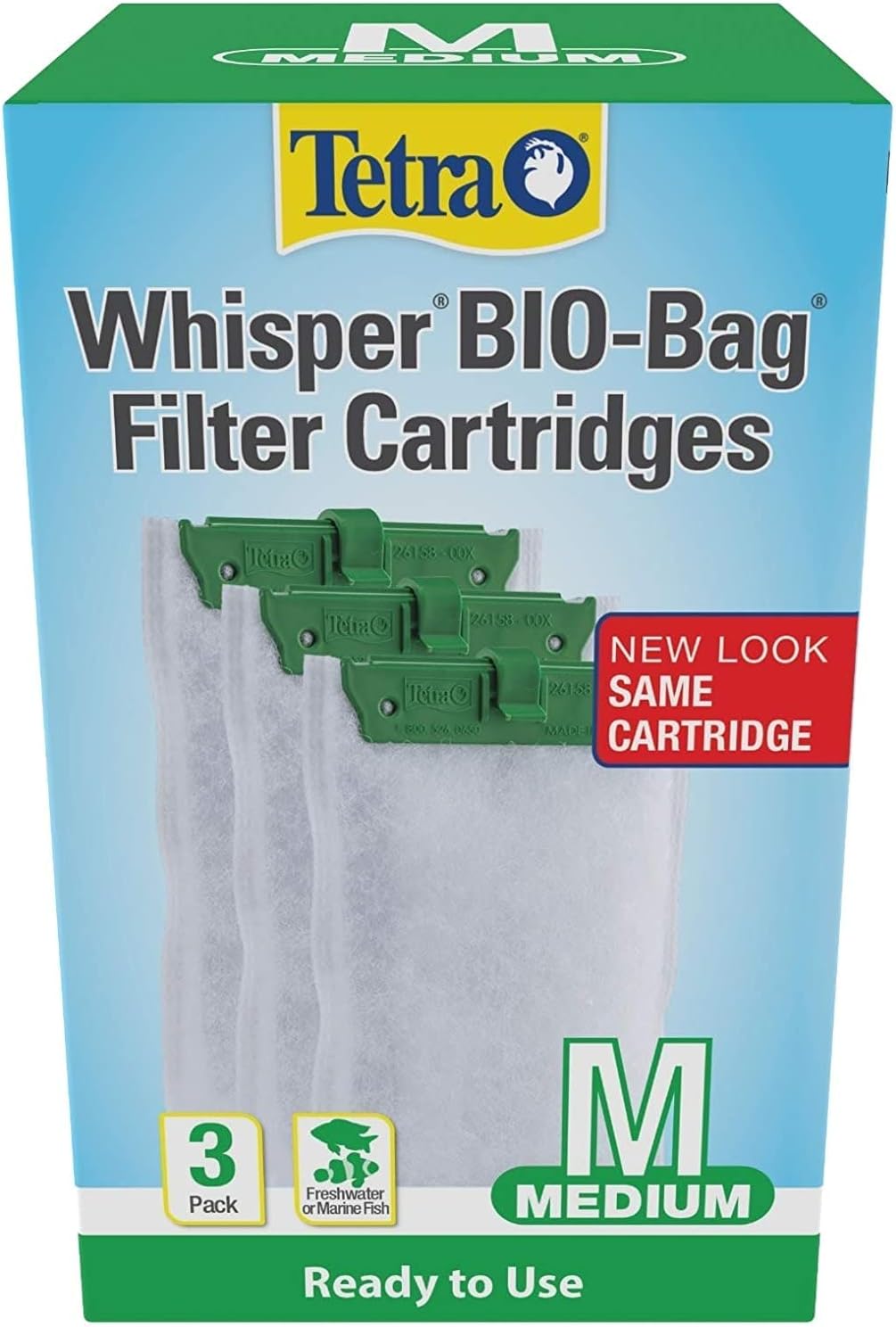 Whisper Bio-Bag Medium Filter Cartridges for Aquariums, 3 Count, Ready to Use, Fits Tetra Whisper Fish Tank Filters