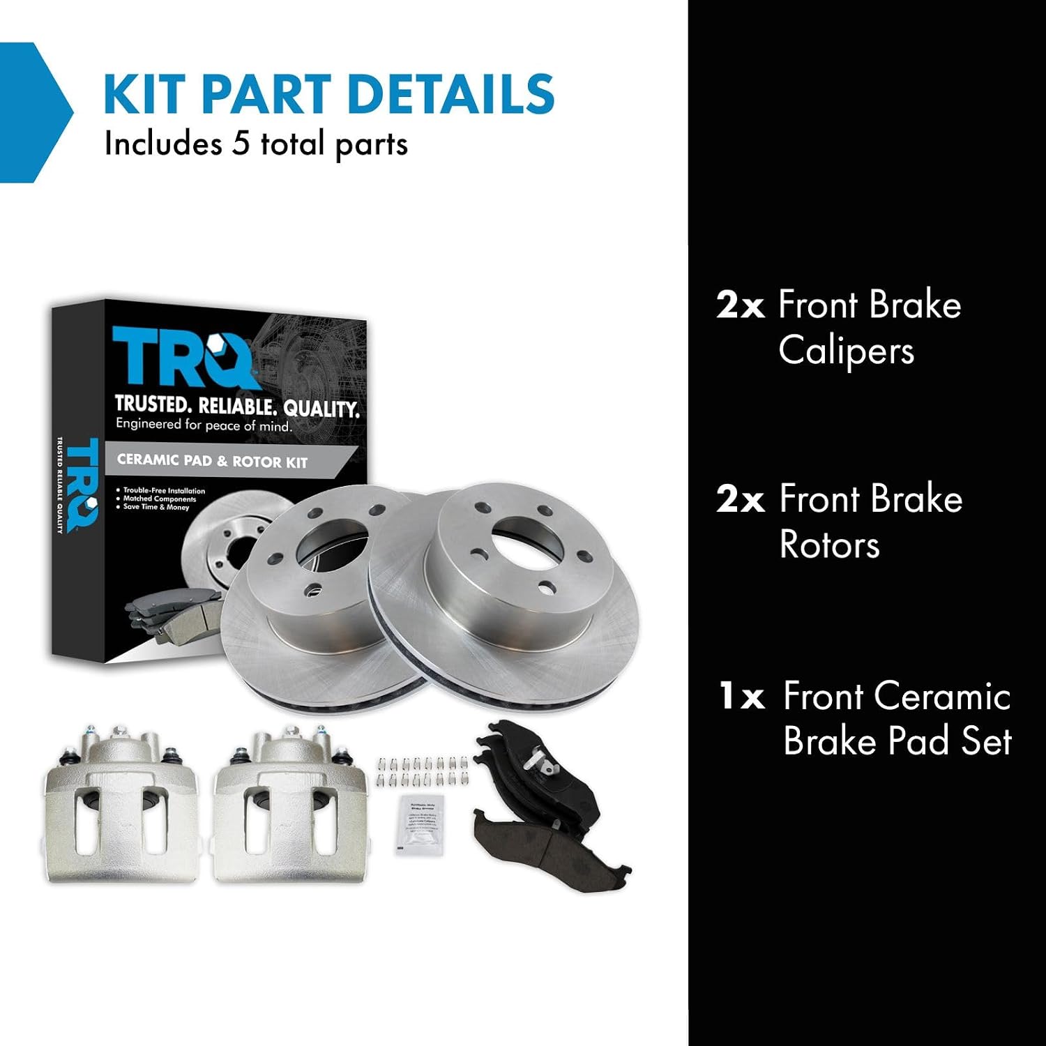 Front Brake Pad and Rotor Set Ceramic Vented Rotors Calipers Compatible with 1999-2001 Jeep Cherokee 1999-2006 Wrangler