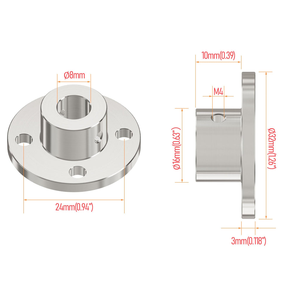 FOCMKEAS 2Pcs 8mm Flange Shaft Coupling, Rigid Coupling