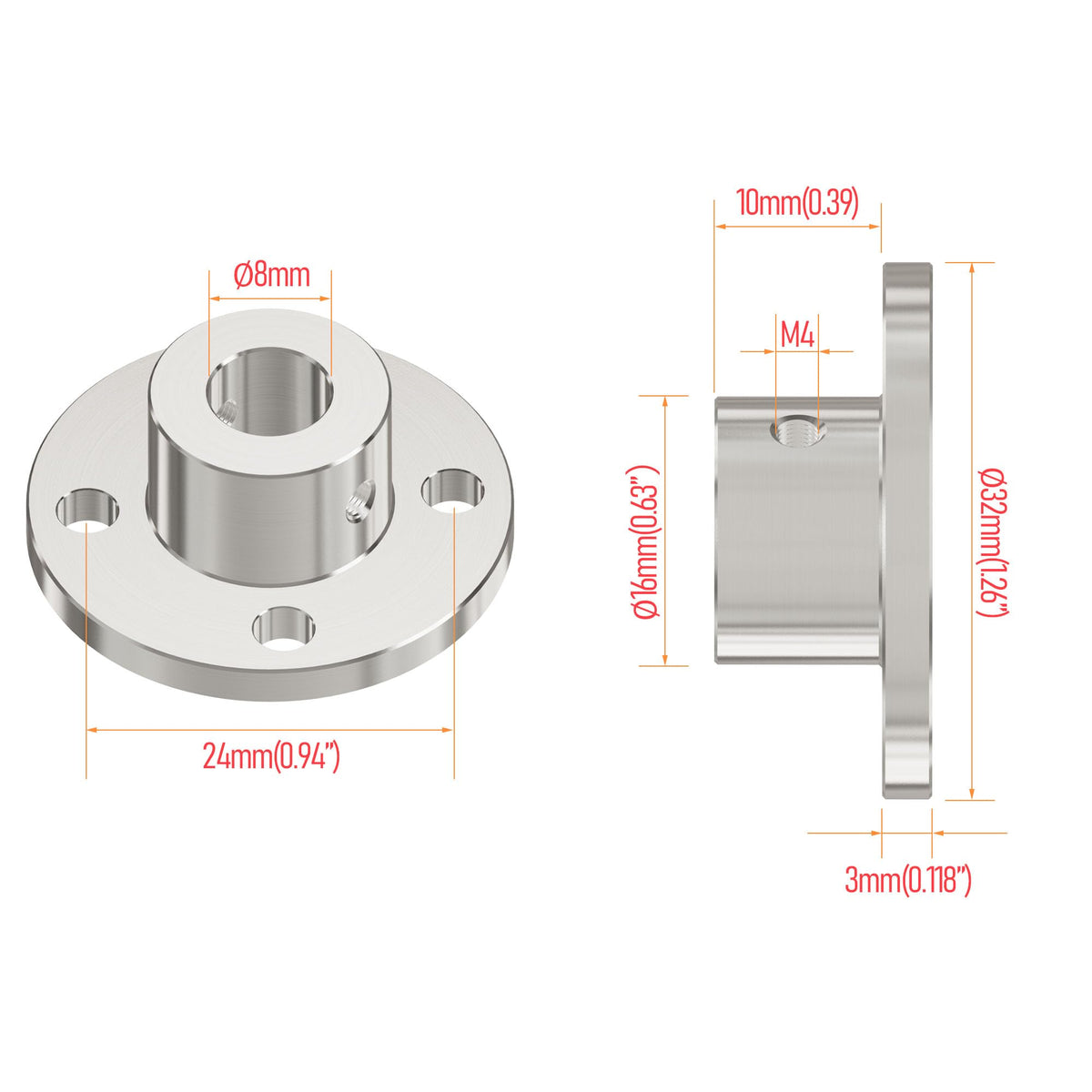 FOCMKEAS 2Pcs 8mm Flange Shaft Coupling, Rigid Coupling