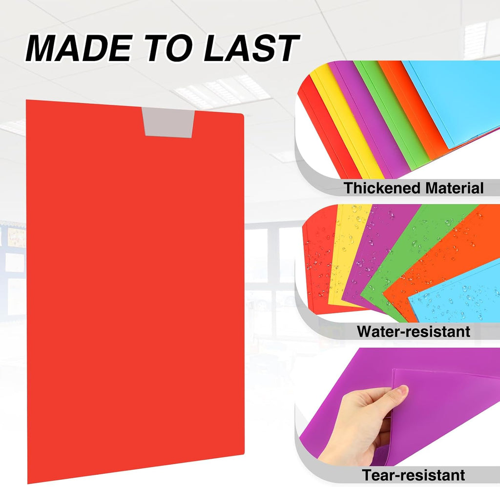 6 Pack Folders with Pockets and Prongs, Folders with Writable Label