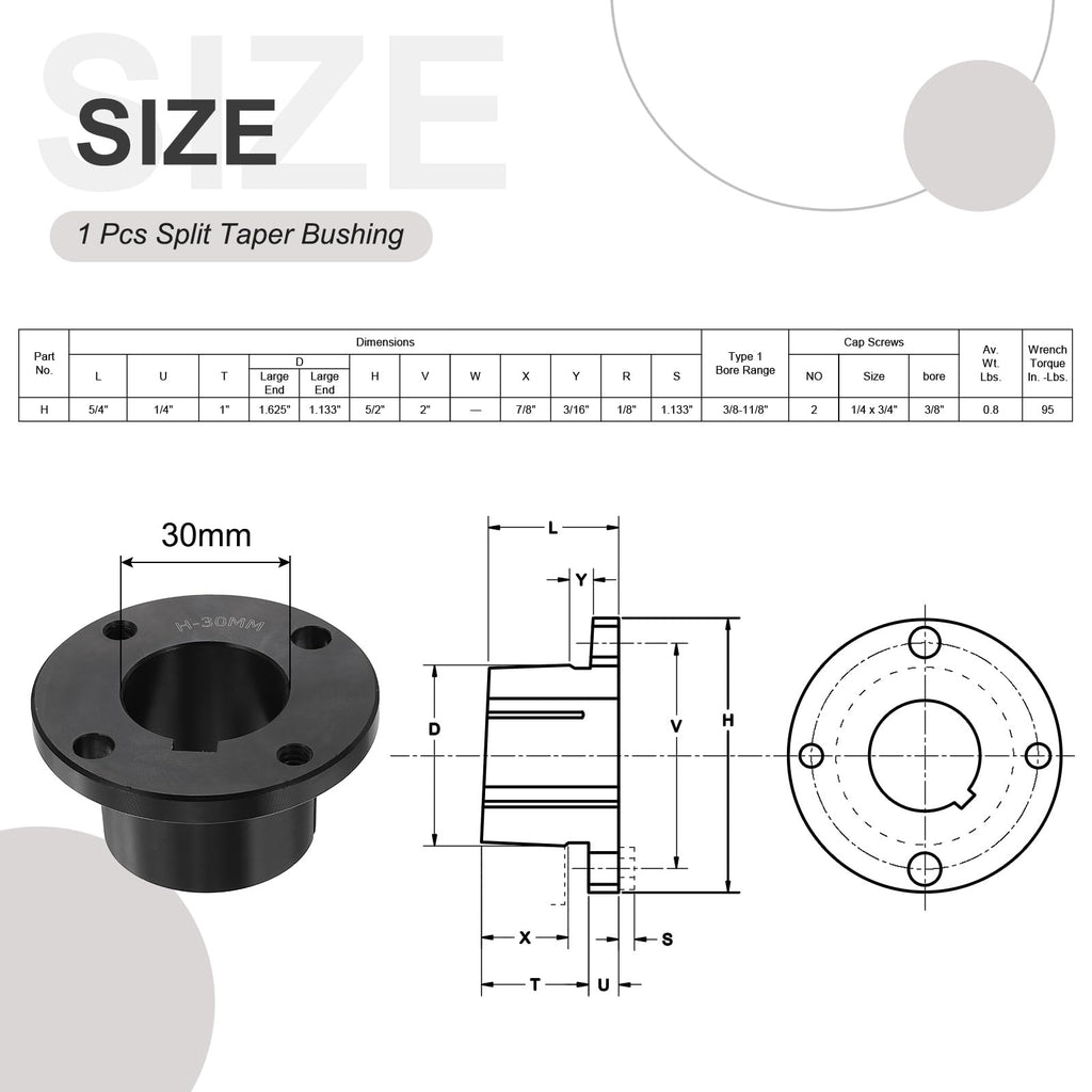 DTGN Split Taper Bushing 30mm Bore C45 Steel Locking Bushings